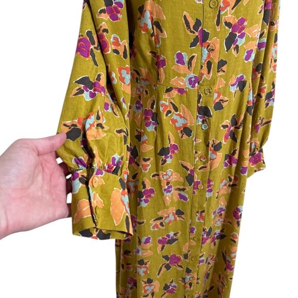 FRNCH Long Sleeve Kamela Midi Shirt Dress - Size Large - Picture 2 of 6